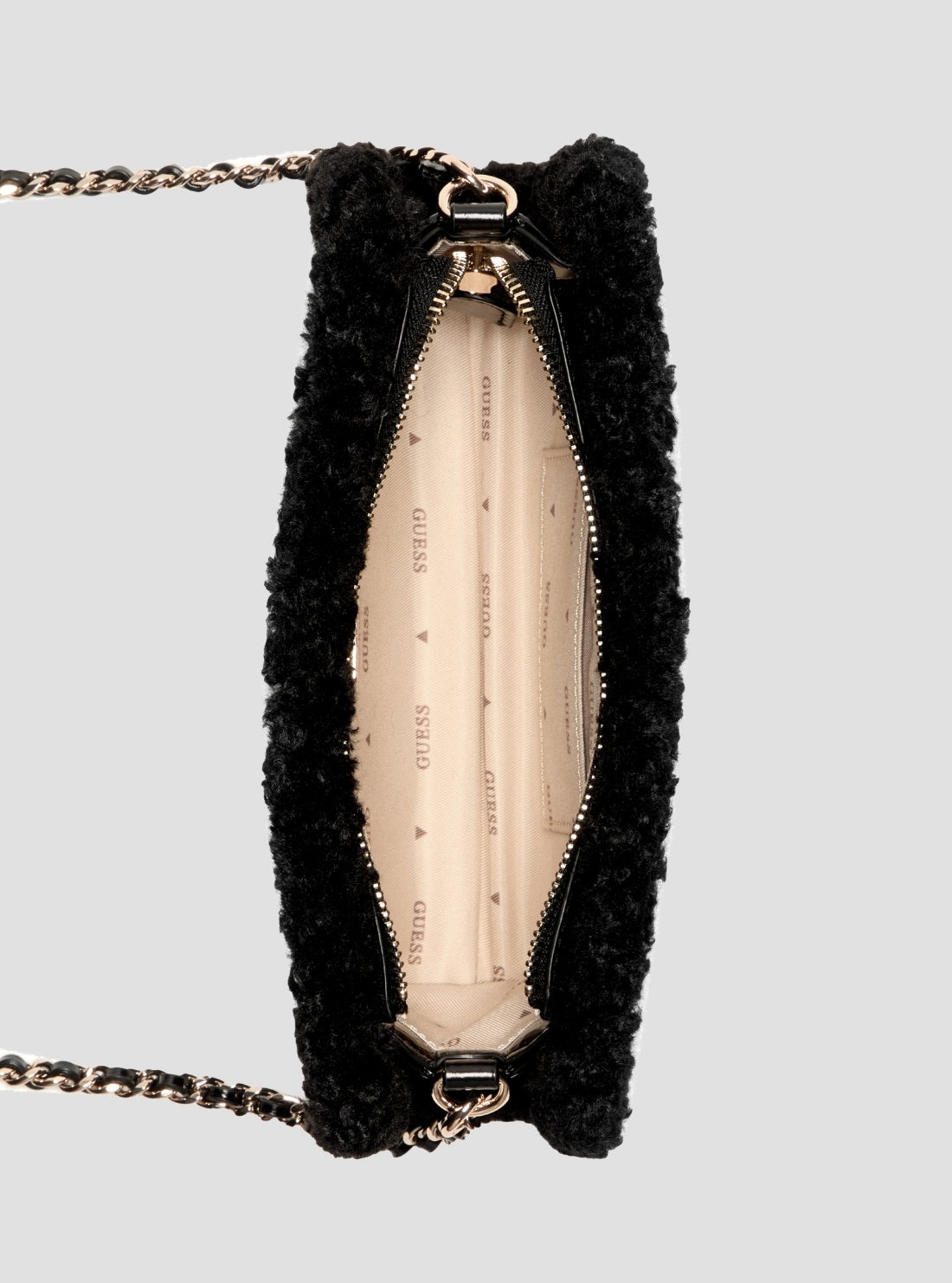 GUESS Womens Black Cristi Top Zip Crossbody Mini Bag TG813972 Inside View