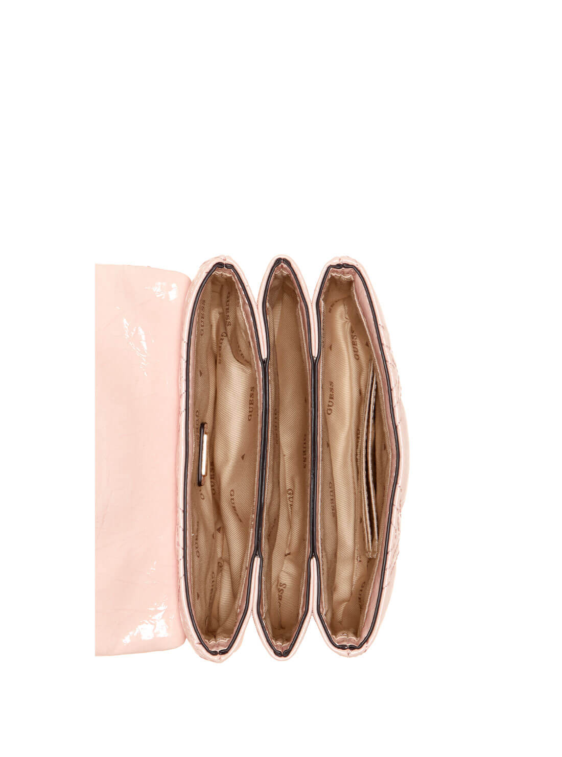 GUESS Pink Deesa Mini Crossbody Bag front view inside view