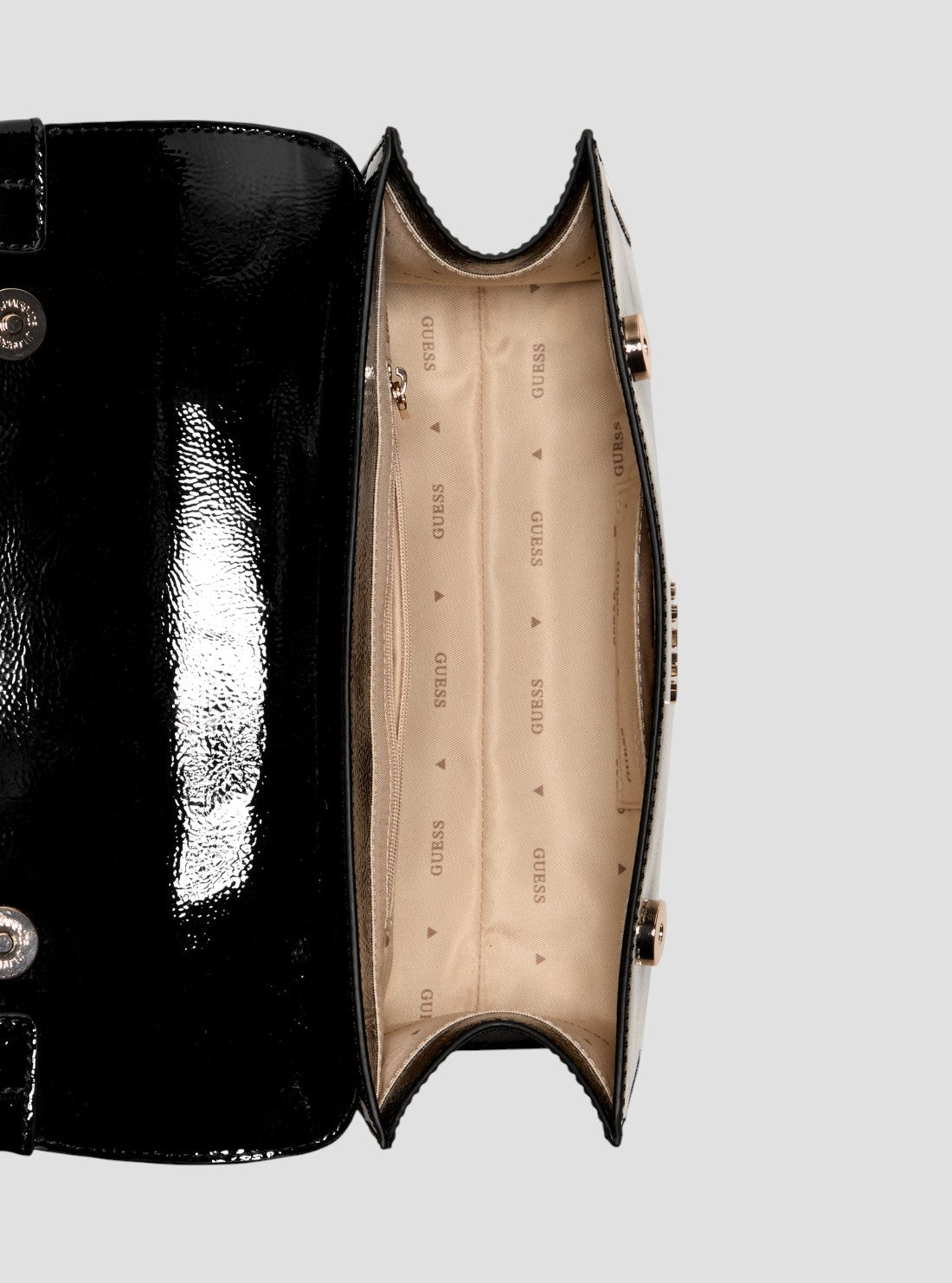 GUESS Womens Black Cirene Top Handle Flap Bag TG966820 Inside View