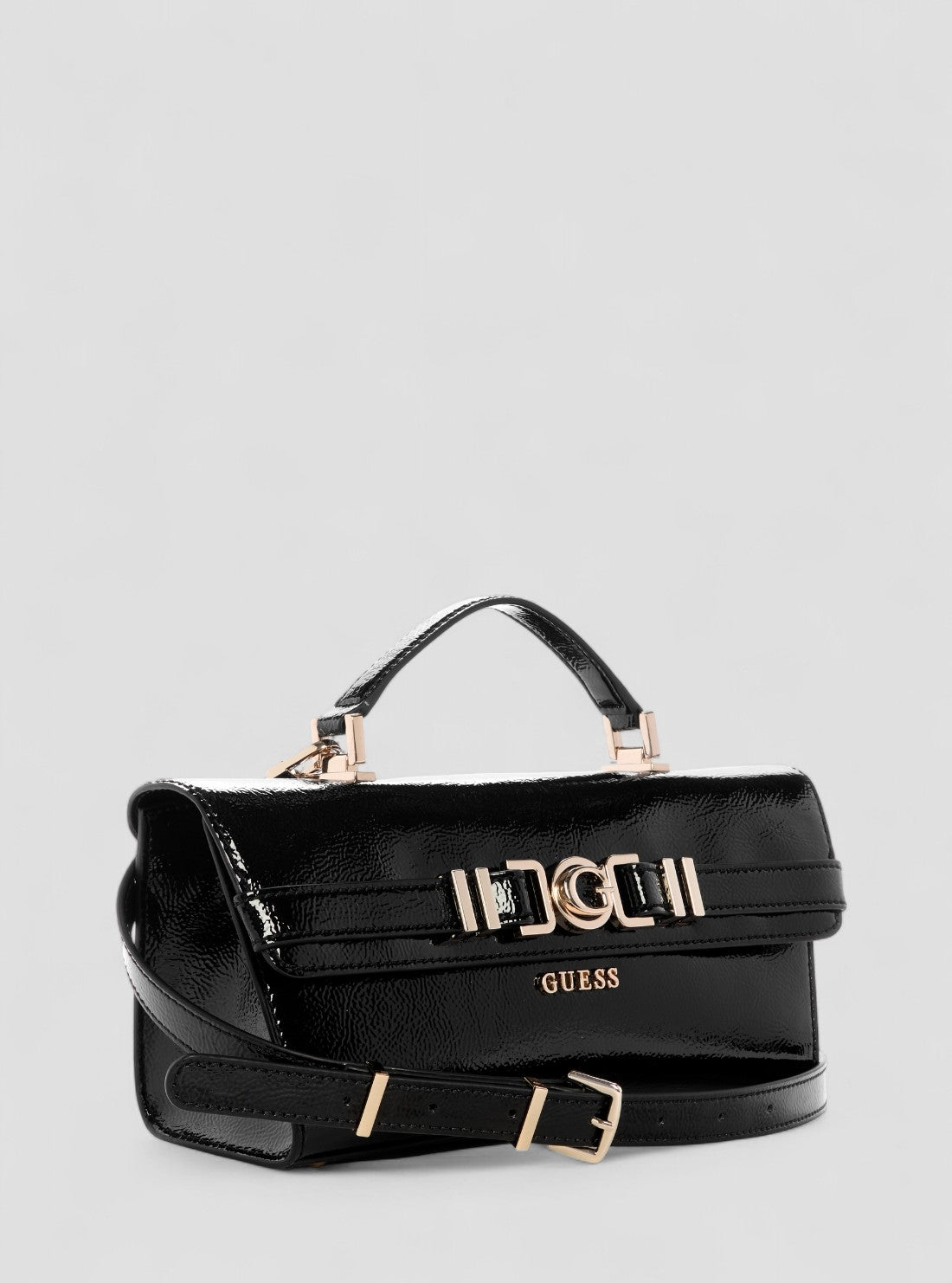 GUESS Womens Black Cirene Top Handle Flap Bag TG966820 Front Side View