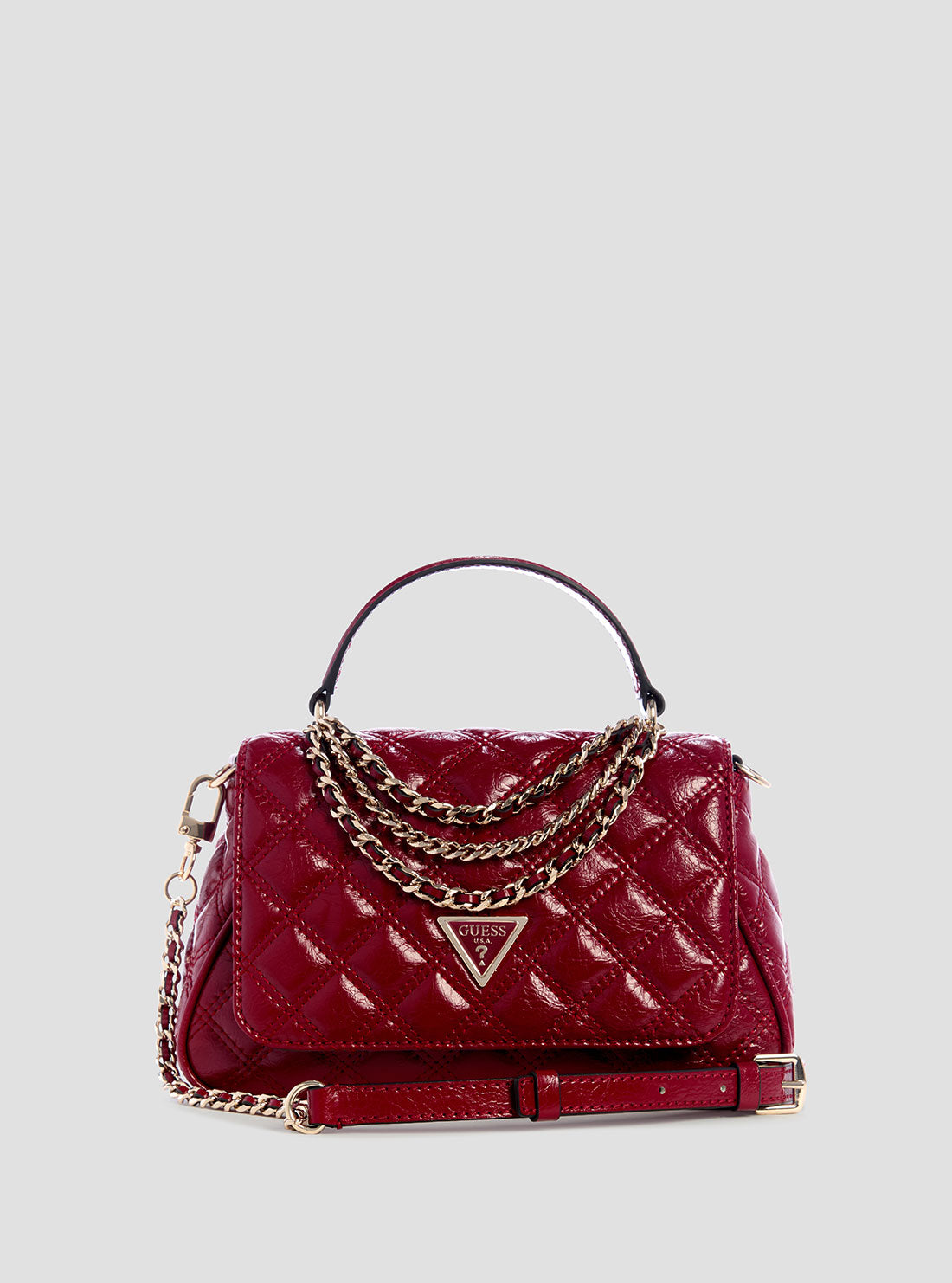 GUESS Womens Red Giully Top Handle Flap Bag TT967319 Front View