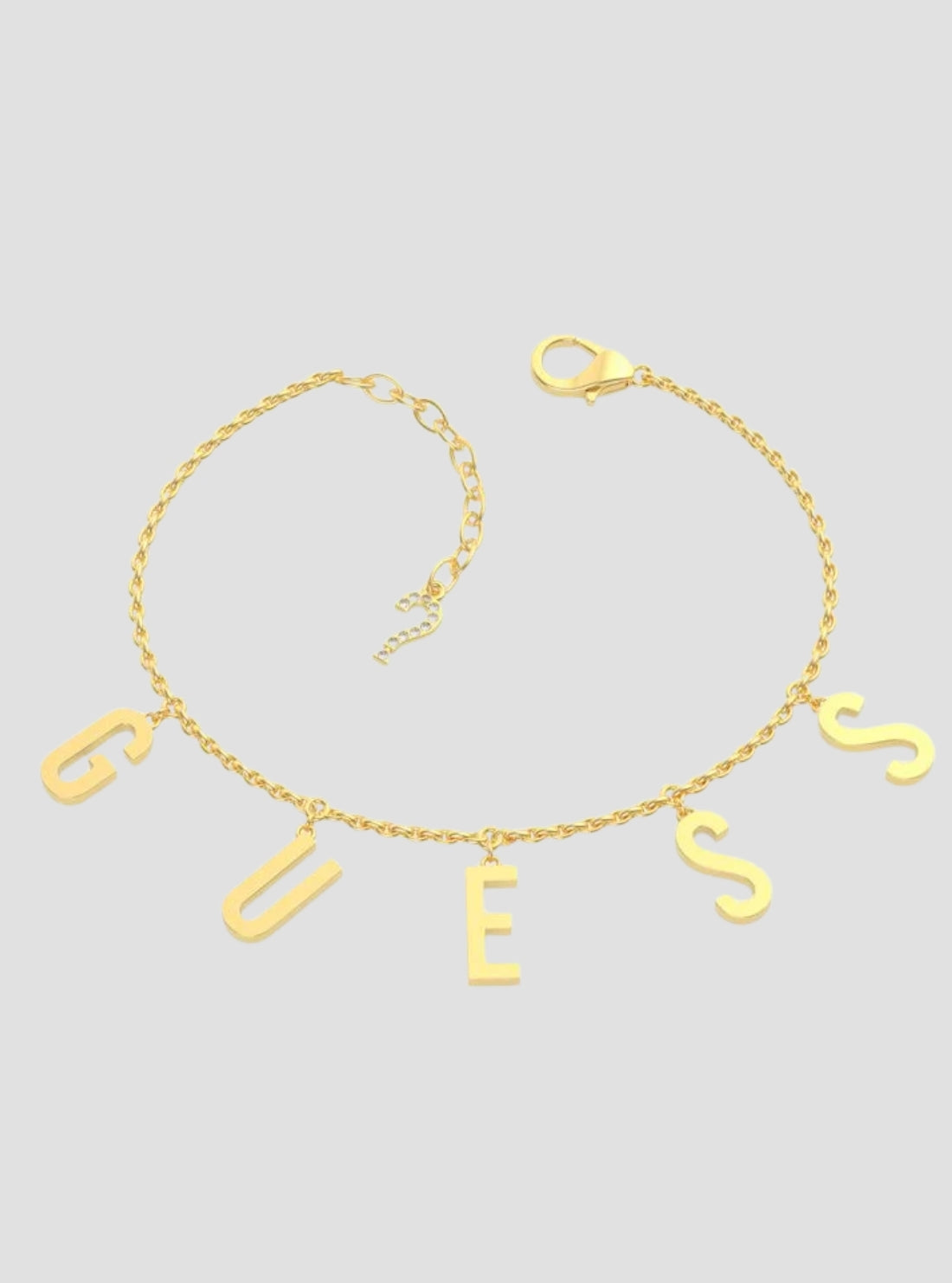 GUESS Accessories Gold Pave Letter Charm Bracelet UBB20003-LGLD Front View