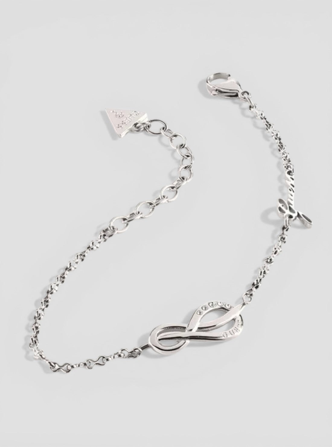 GUESS Accessories Silver Pave Infinity Symbol Chain Bracelet UBB20091-LSLV Front View