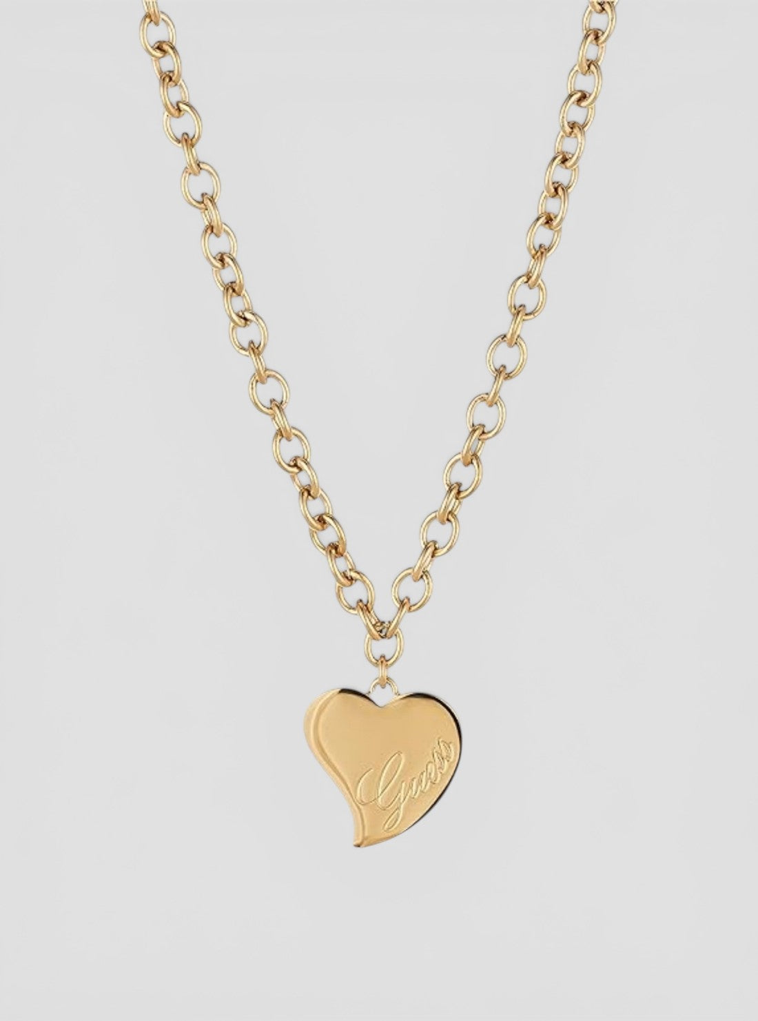 GUESS Womens Gold Love Heart Necklace UBN28060GOLD Front View