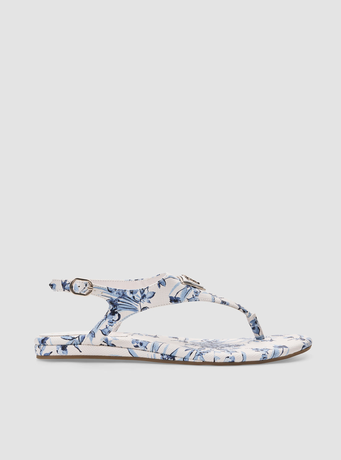 GUESS Womens Blue Floral Print Unali Sandals UNALI Side View
