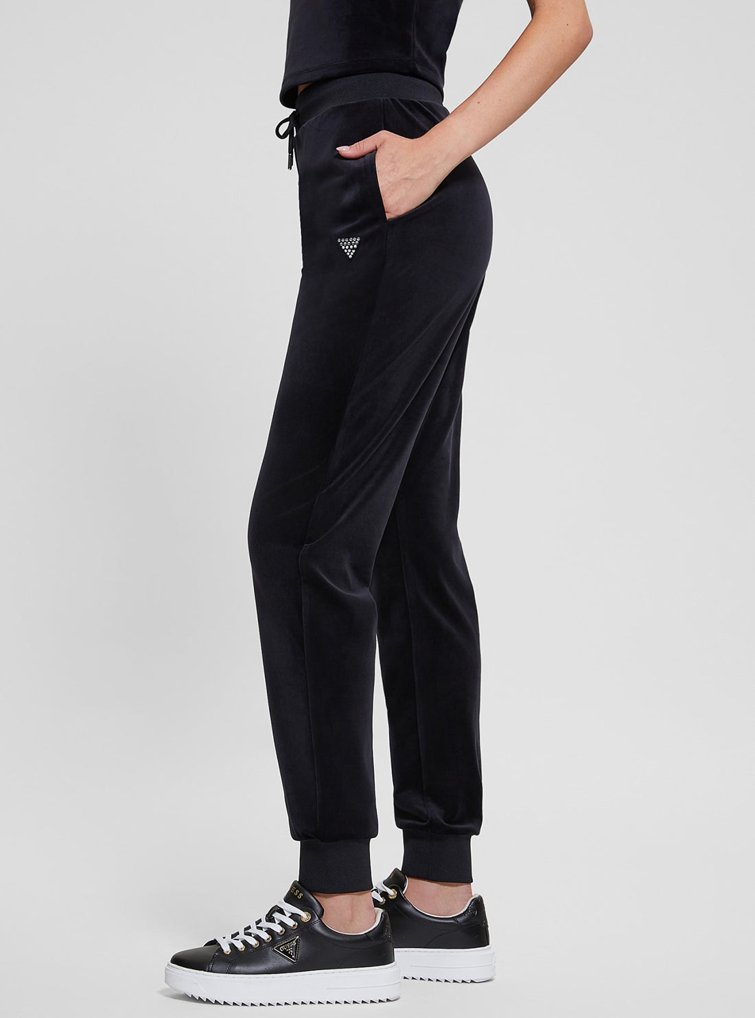 GUESS Womens Black Couture Active Jogger Pants V3BB27KBXI2 Side View