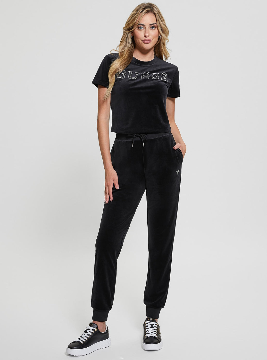 GUESS Womens Black Couture Active Jogger Pants V3BB27KBXI2 Full View