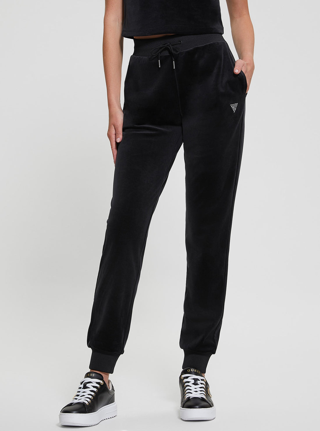 GUESS Womens Black Couture Active Jogger Pants V3BB27KBXI2 Front View
