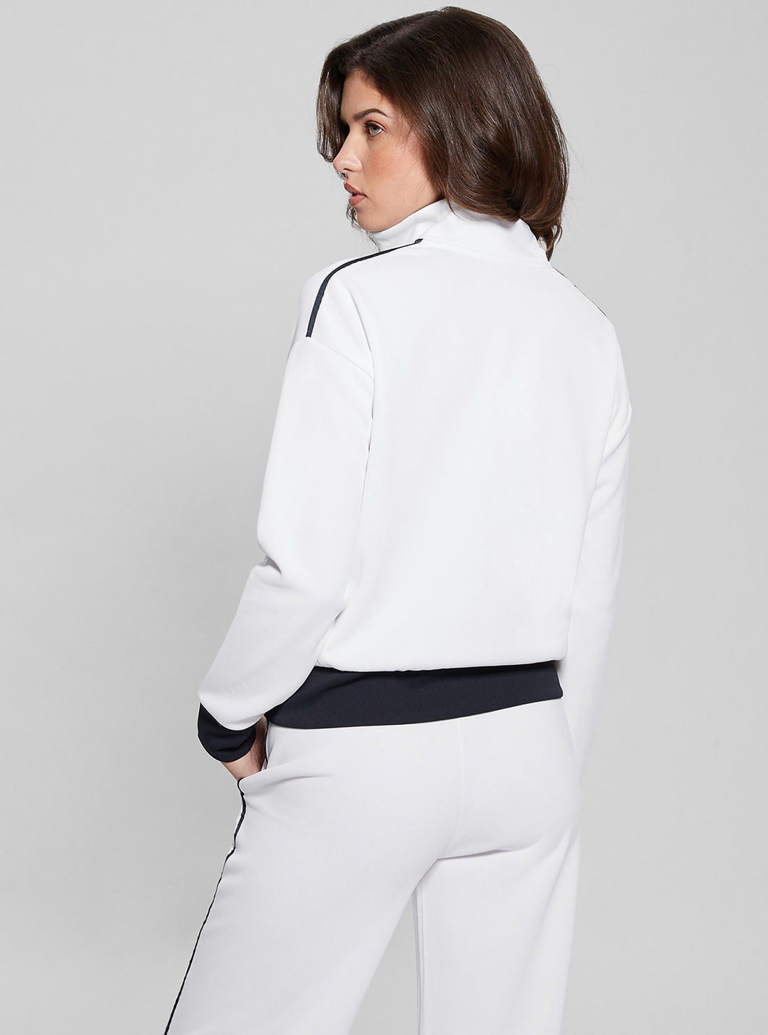 GUESS Womens Eco White Mylah Active Zip Jacket V4GQ02KBFB2 Back View