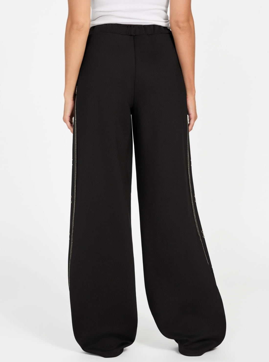 GUESS Womens Eco Black Octavia Wide Leg Pants V5BB12KCX22 Back View