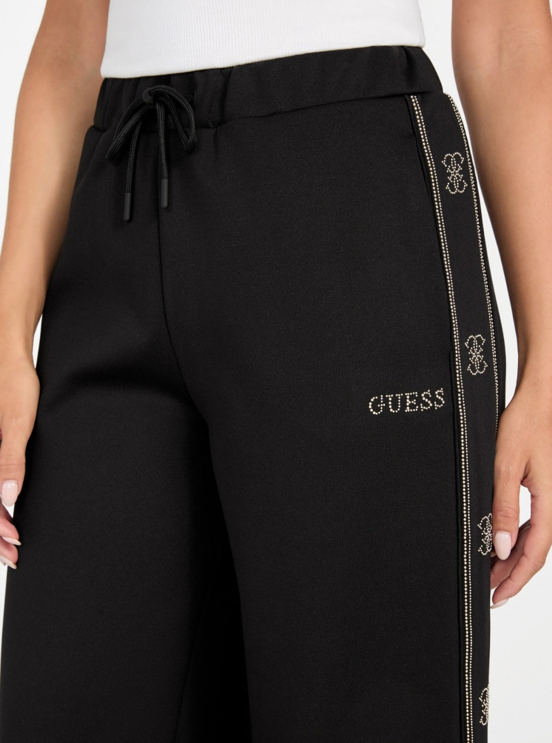 GUESS Womens Eco Black Octavia Wide Leg Pants V5BB12KCX22 Detail View