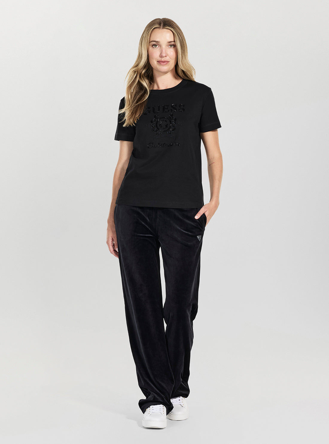 GUESS Womens Eco Black Mena Active T-Shirt V5BI07K8FQ4 Full View