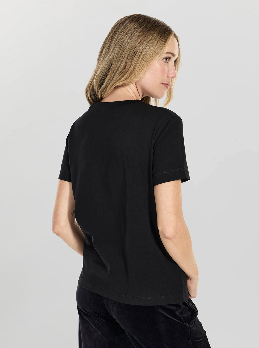 GUESS Womens Eco Black Mena Active T-Shirt V5BI07K8FQ4 Back View