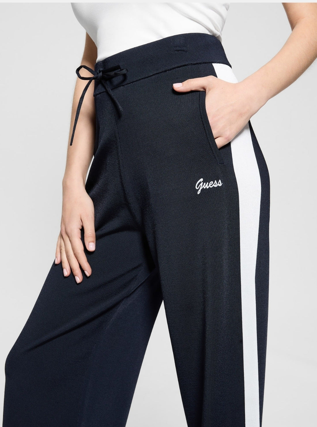 GUESS Womens Blue High-Rise Active Sweater Pants V5GB00Z3D60 Detail View