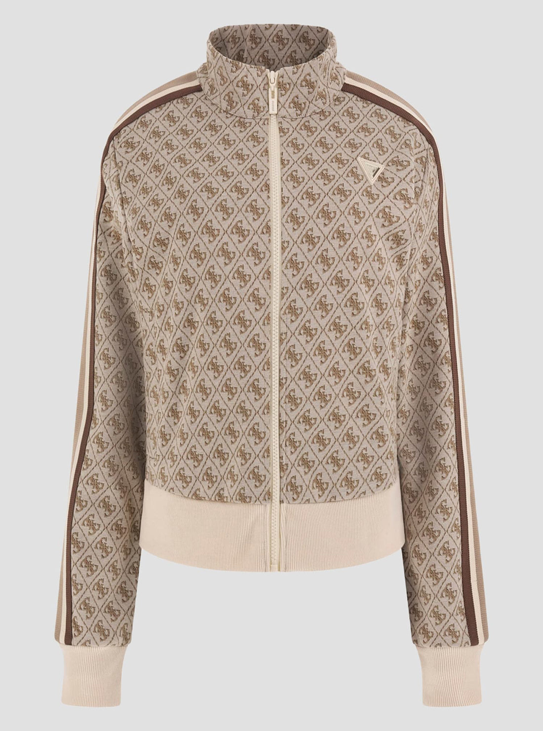 Beige Logo Jean Full Zip Jacket