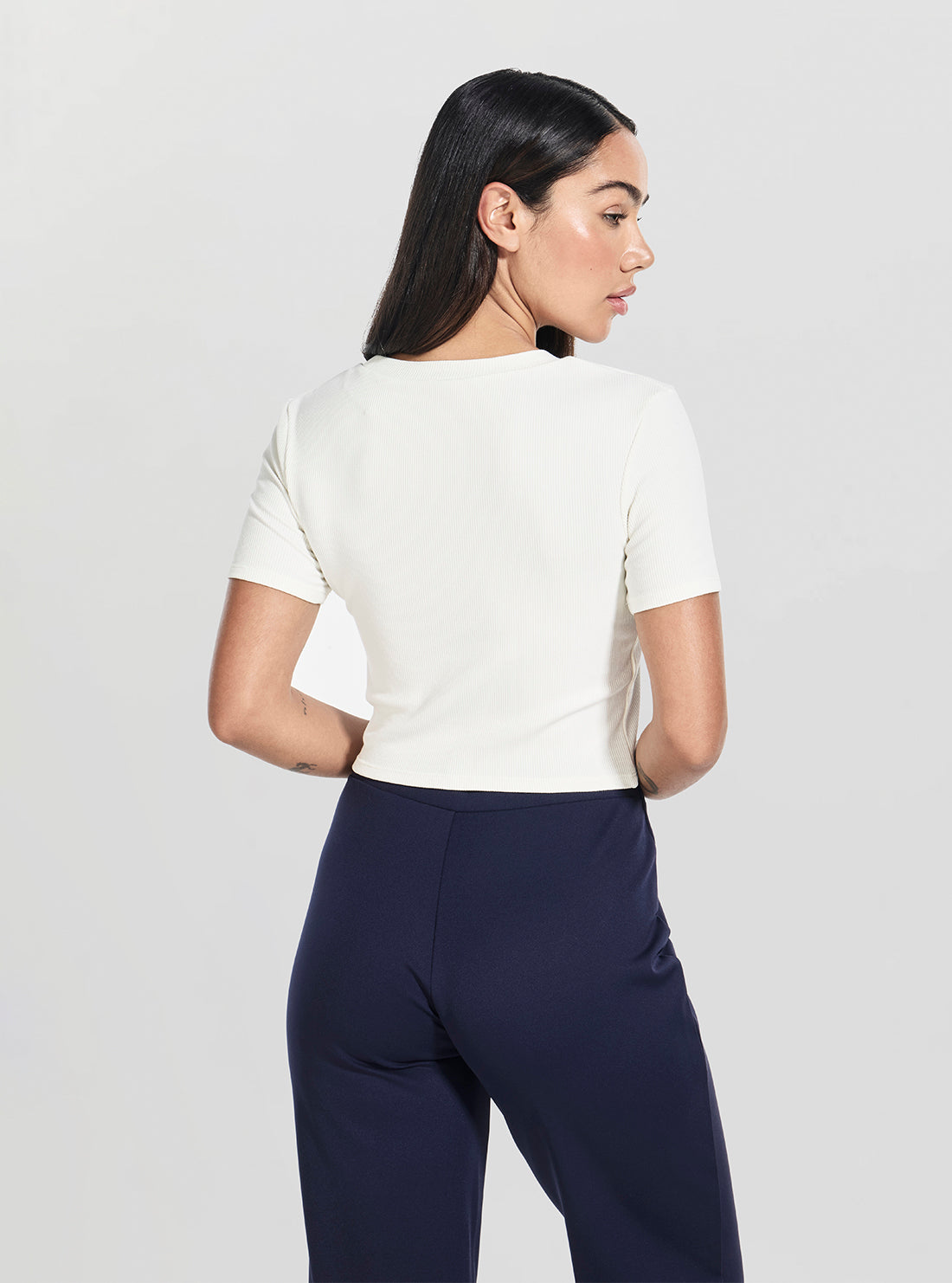 GUESS Womens White Carla Knitted Active Top V5YP08K8RT2 Back View