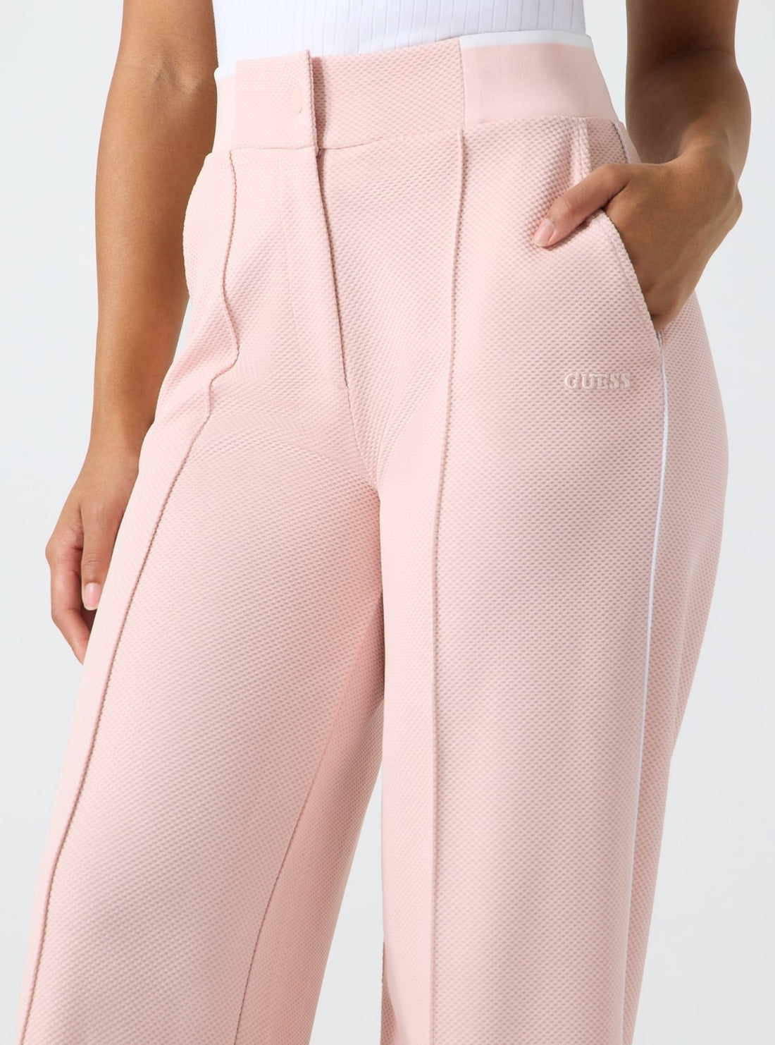 GUESS Womens Pink Sarah Piqué Active Pants V6GB03K2918 Detail View