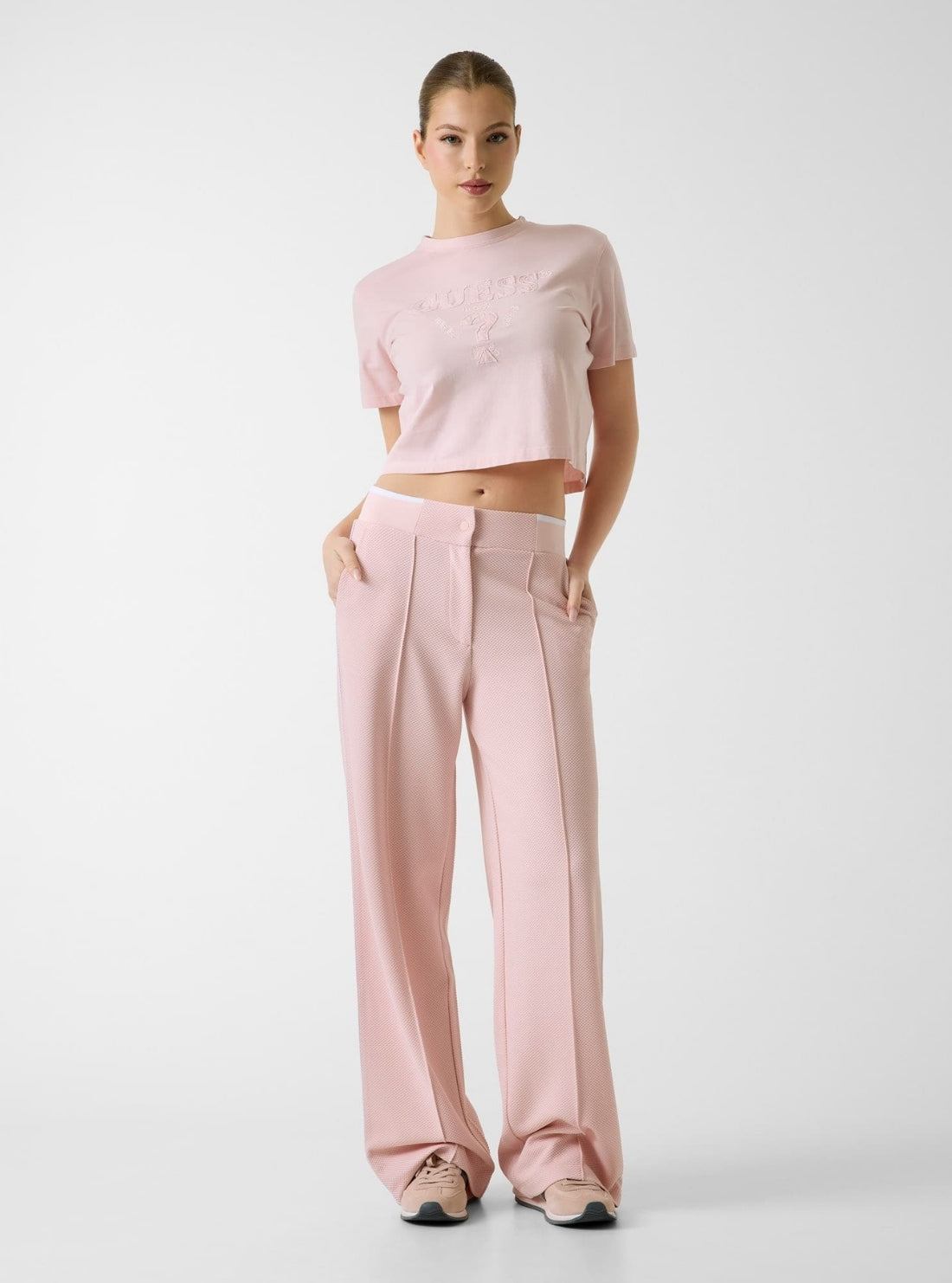 GUESS Womens Pink Sarah Piqué Active Pants V6GB03K2918 Full View