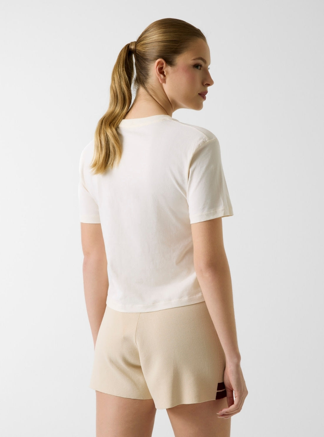 GUESS Womens Pearl White Arianna Boxy T-Shirt V6GI04K2965 Back View