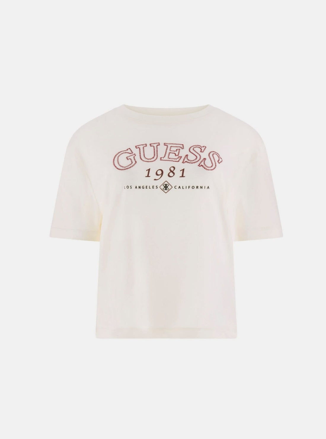 GUESS Womens Pearl White Arianna Boxy T-Shirt V6GI04K2965 Flatlay