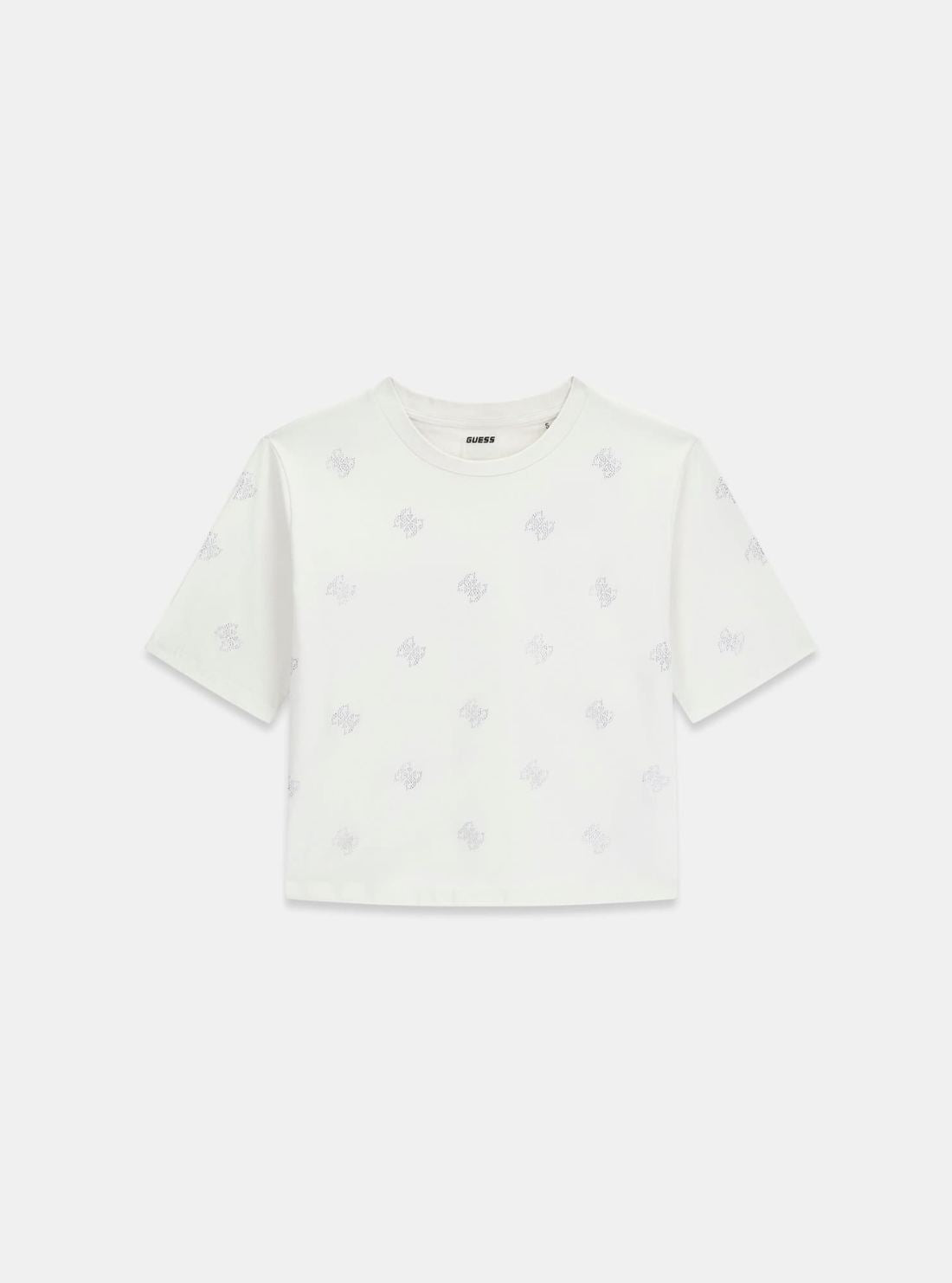 GUESS Womens White Logo Silvy 4G T-Shirt V6GI18K2985 Flatlay