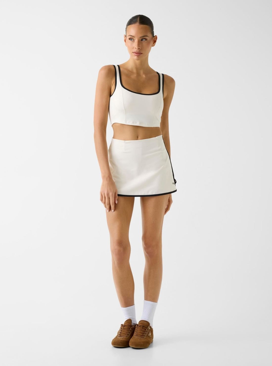 GUESS Womens White Sarah Fix Cropped Top V6GP09K2999 Full View
