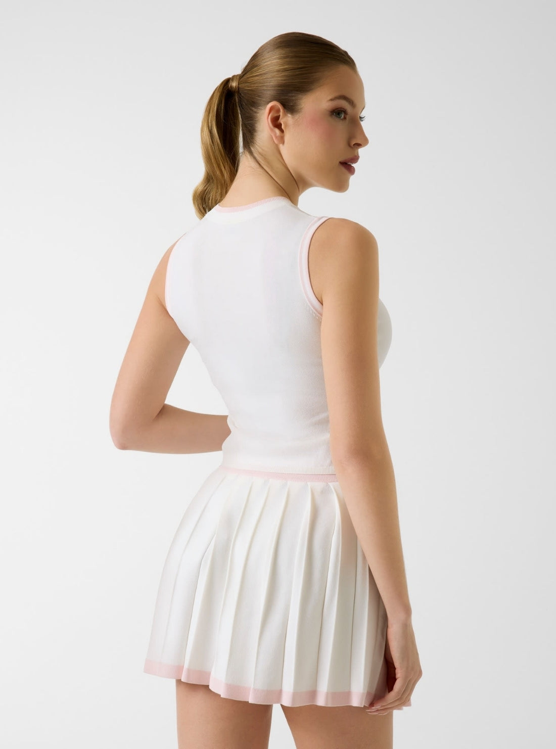GUESS Womens White Gabry Knit Active Top V6GR02Z0723 Back View