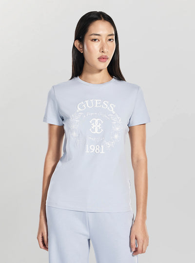 GUESS Womens Eco Light Blue Maddalena T-Shirt V6RI12J1314 Front View