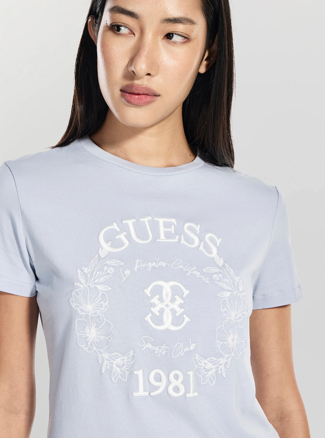GUESS Womens Eco Light Blue Maddalena T-Shirt V6RI12J1314 Detail View
