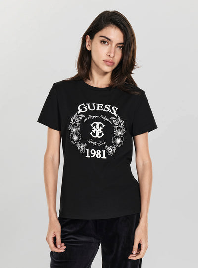 GUESS Womens Eco Black Maddalena T-Shirt V6RI12J1314 Front View