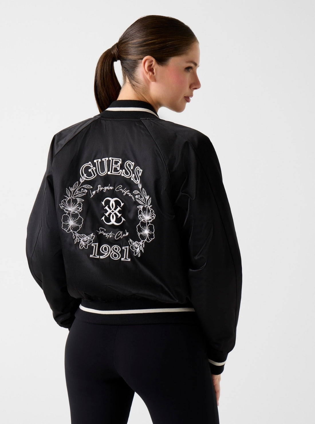 GUESS Womens Black Tamara Bomber Jacket V6RL02WL022 Back View