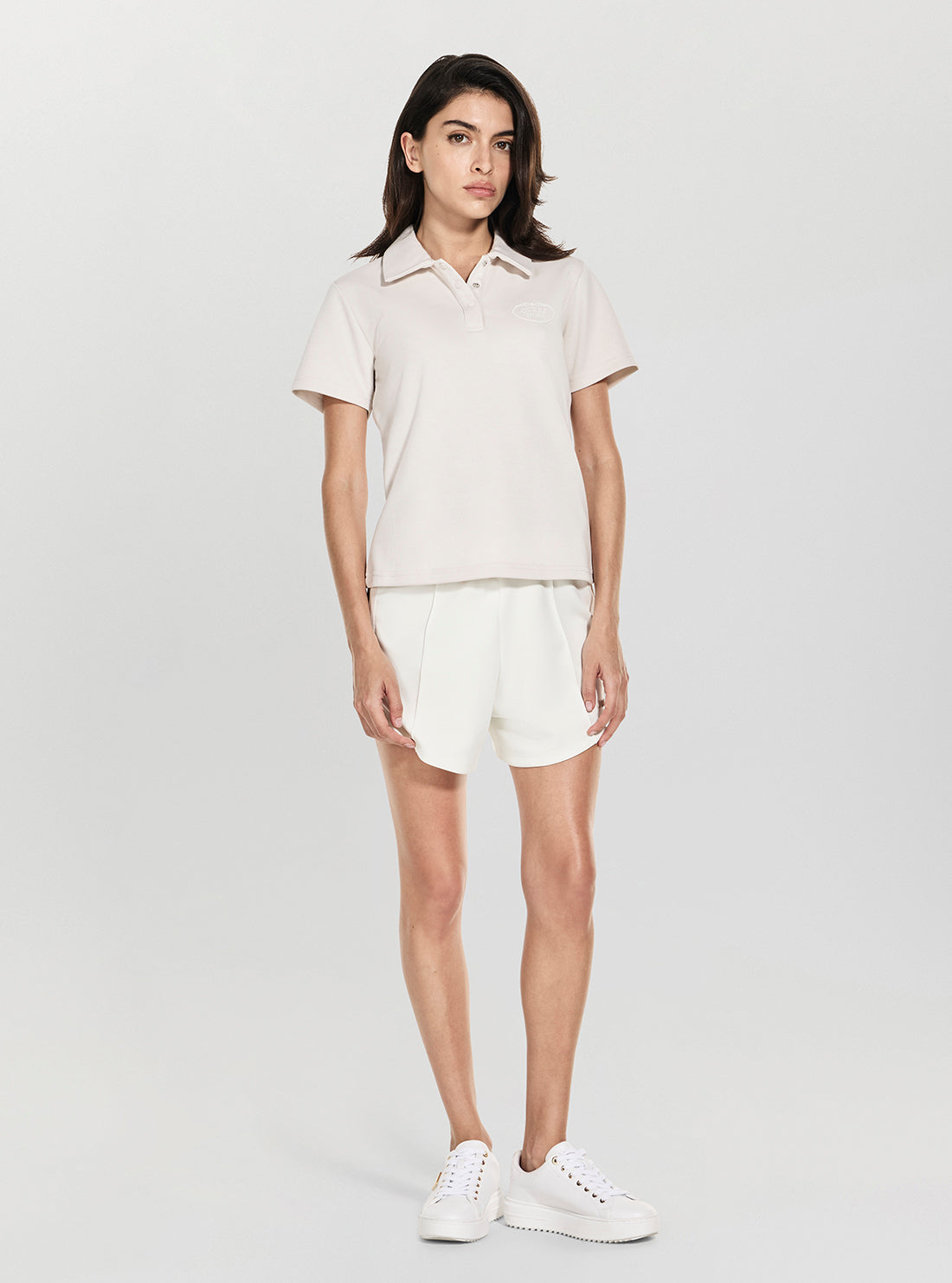 GUESS Womens Beige Paula Regular Polo Active Shirt V6RP04KD752 Full View
