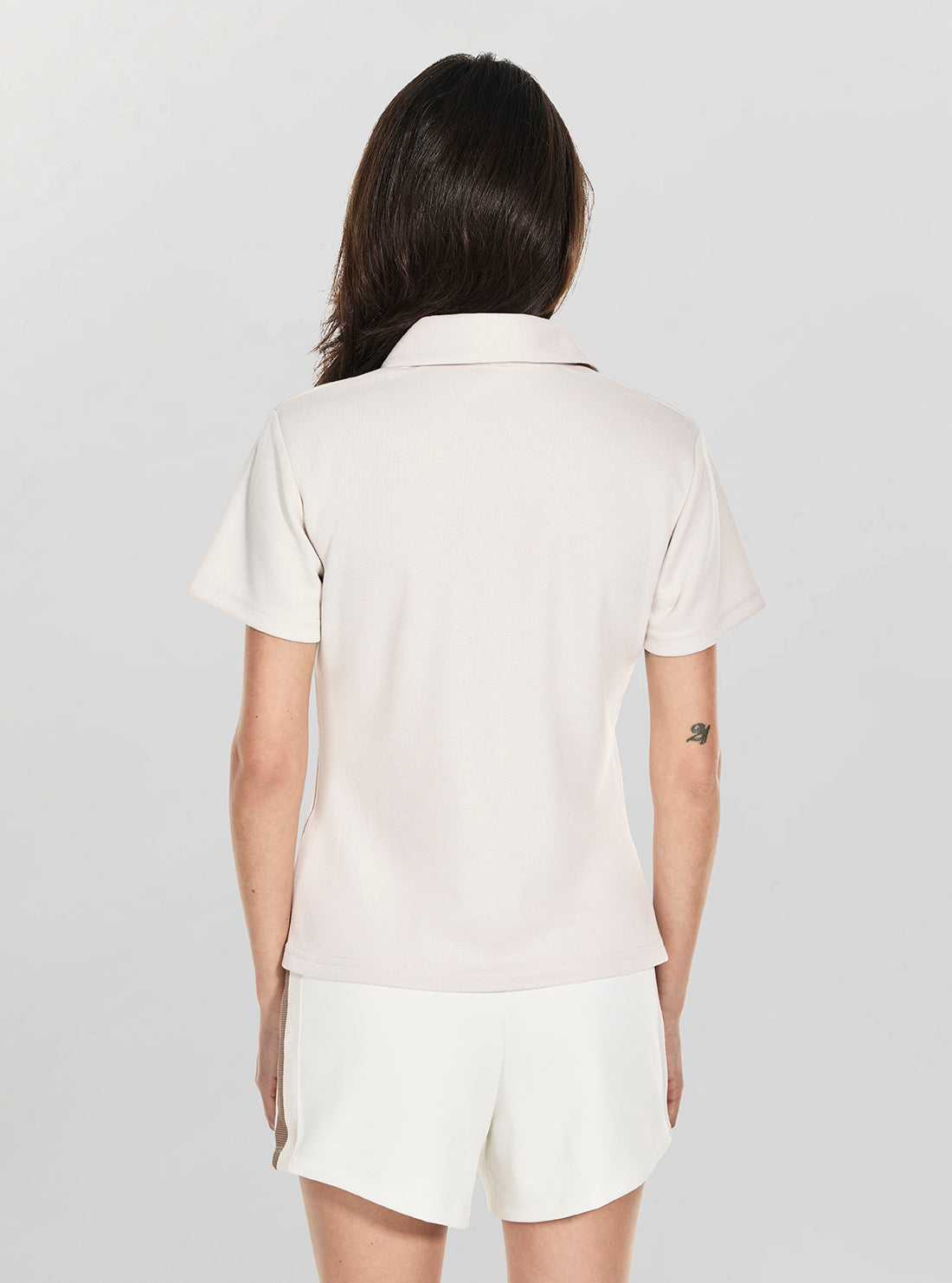 GUESS Womens Beige Paula Regular Polo Active Shirt V6RP04KD752 Back View