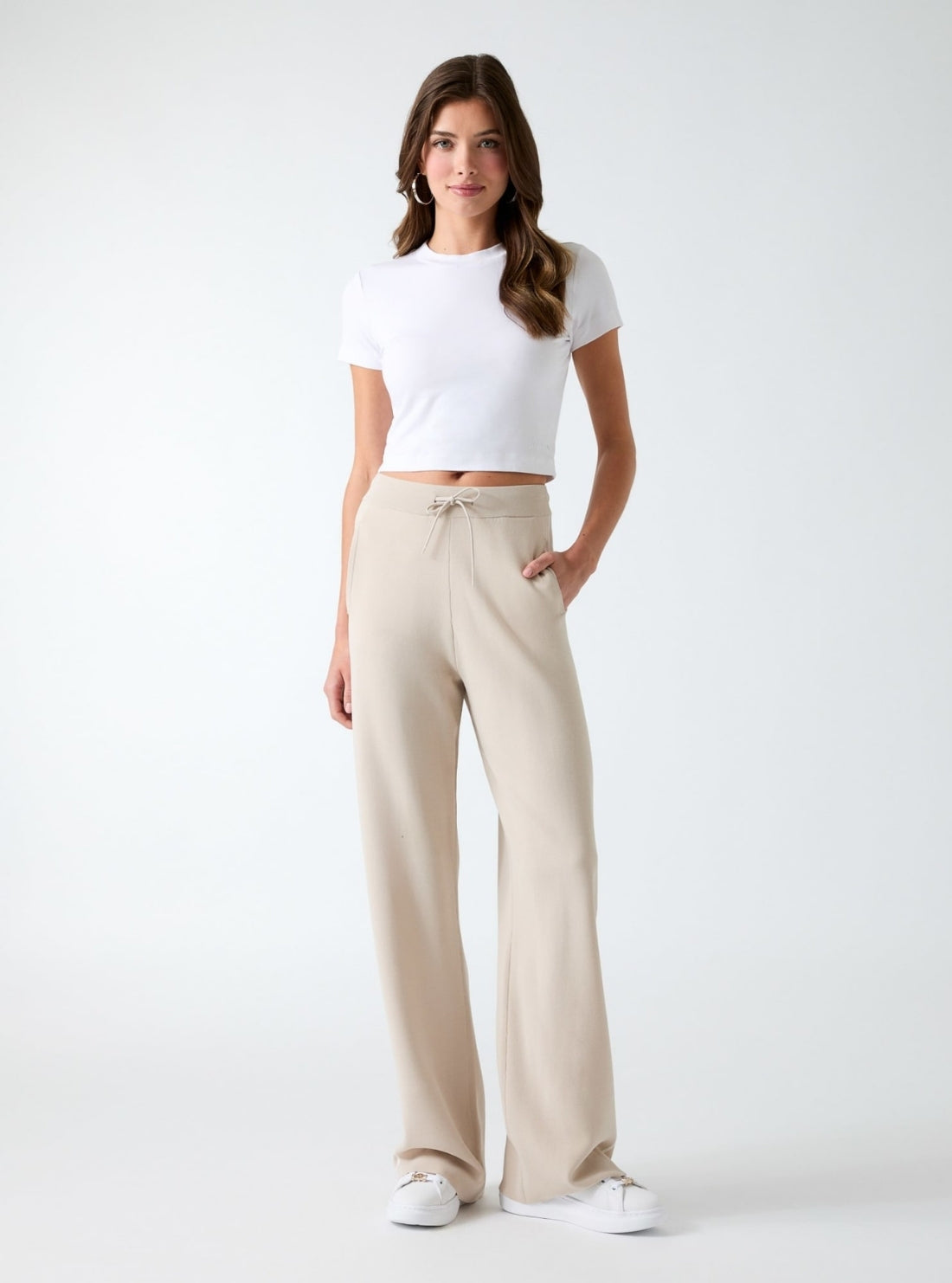 GUESS Womens Beige Meissa Straight Active Pants V6YB22Z0945 Full View