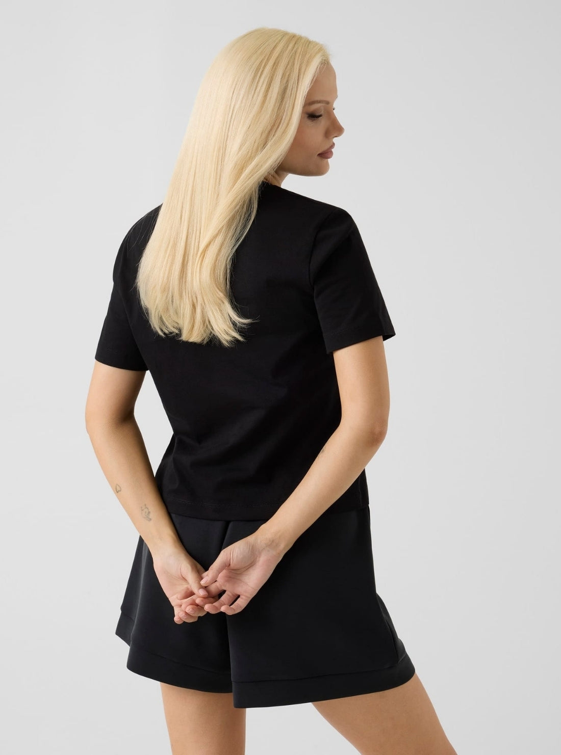 GUESS Womens Black Agena Active T-Shirt V6YI05K4272 Back View