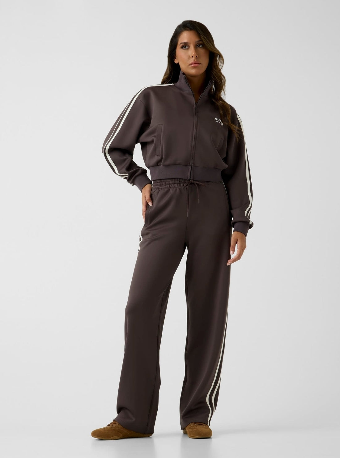 GUESS Womens Brown Hoshi Full Zip Sweatshirt V6YQ07K4287 Full View