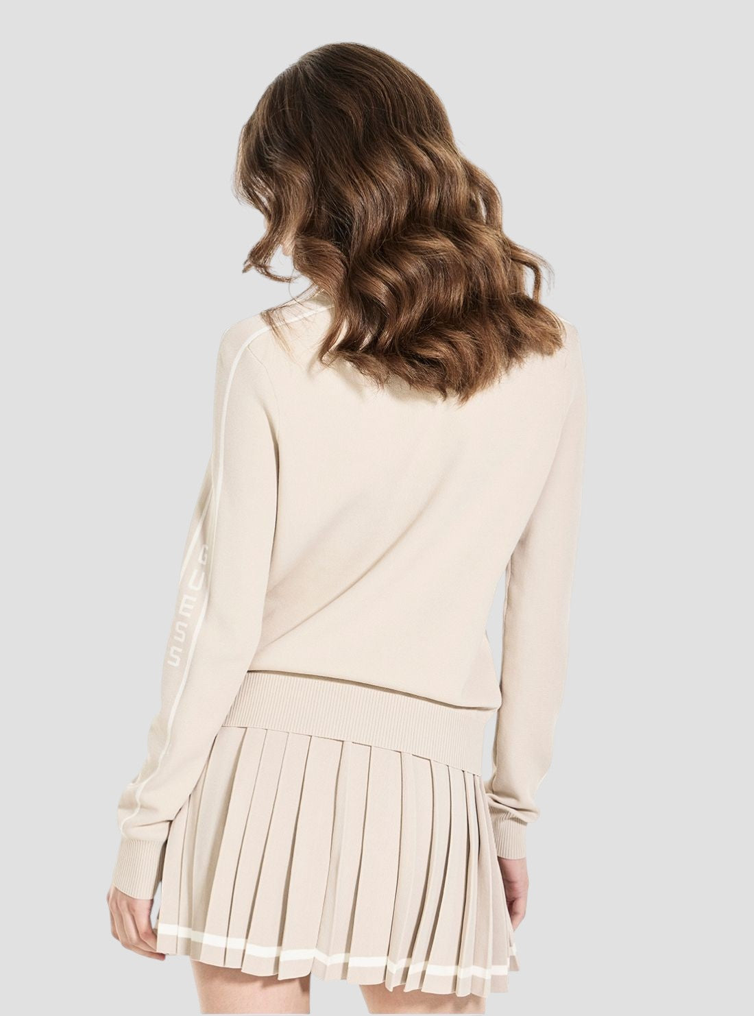 GUESS Womens Beige Meissa Full Zip Active Sweater V6YR01Z0943 Back View