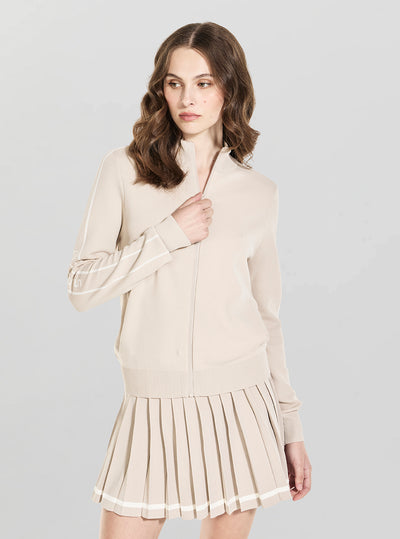 GUESS Womens Beige Meissa Full Zip Active Sweater V6YR01Z0943 Front View