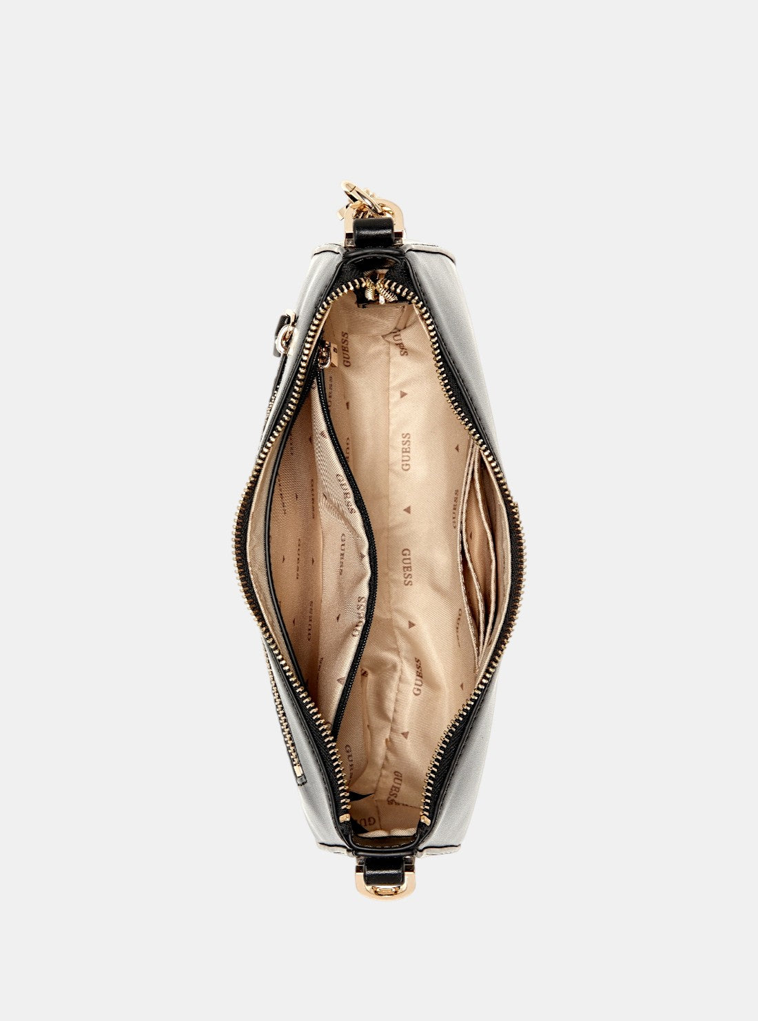 GUESS Womens Black Daryna Top Zip Shoulder Bag VG720818 Inside View