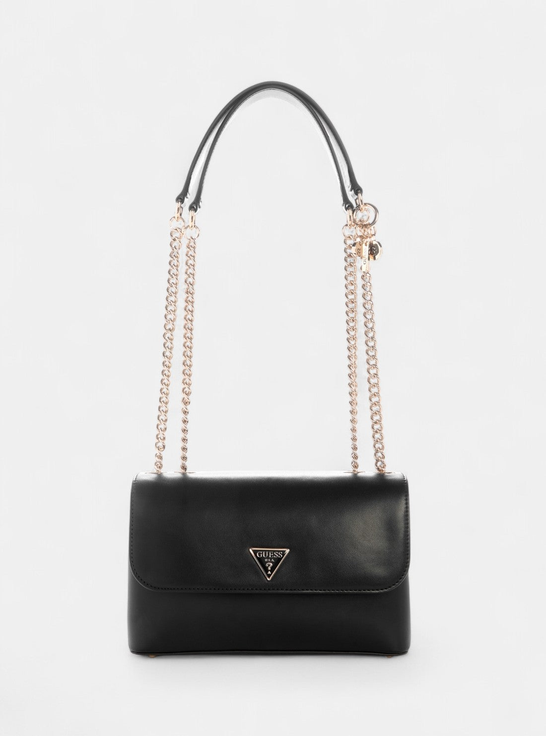 GUESS Womens Black Daryna Convertible Crossbody Flap Bag VG720820 Front View