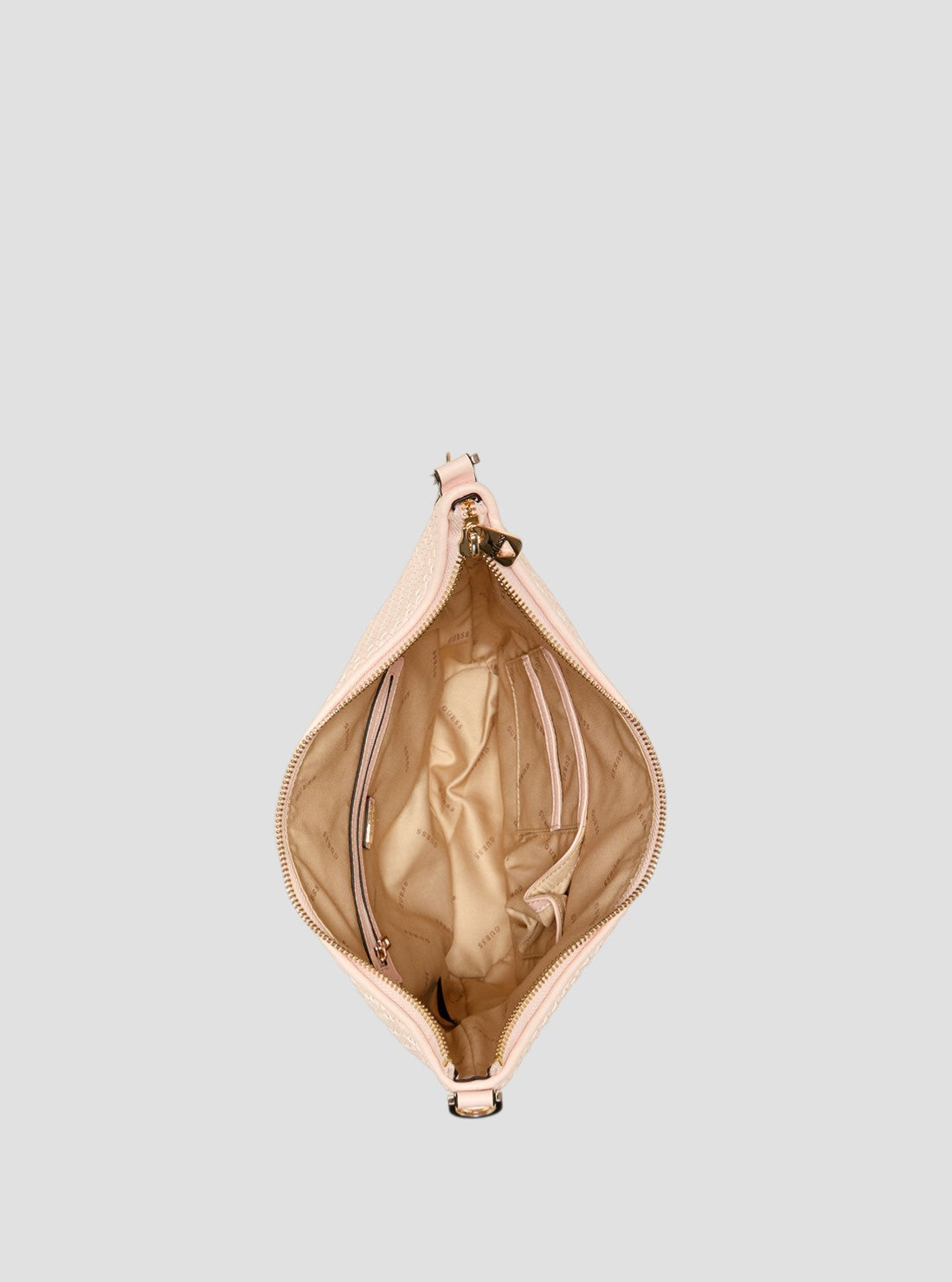 GUESS Womens Pink Woven Hassie Bucket Hobo Satchel VG839702 Inside View