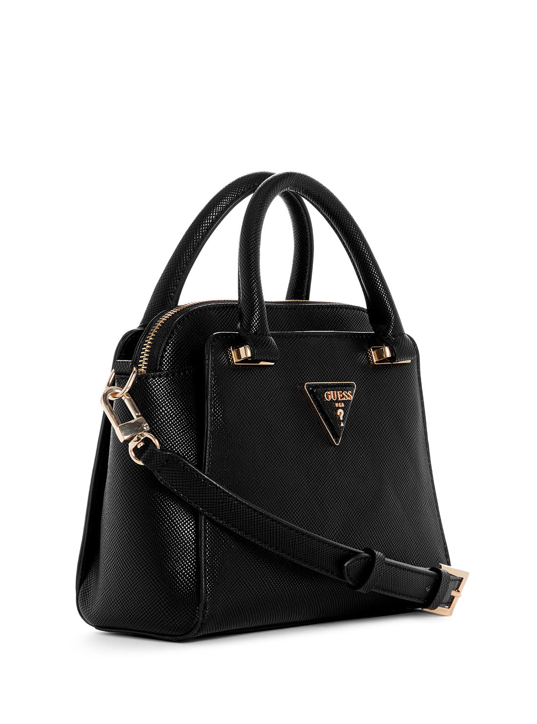 GUESS Black Avis Small Satchel Bag side view