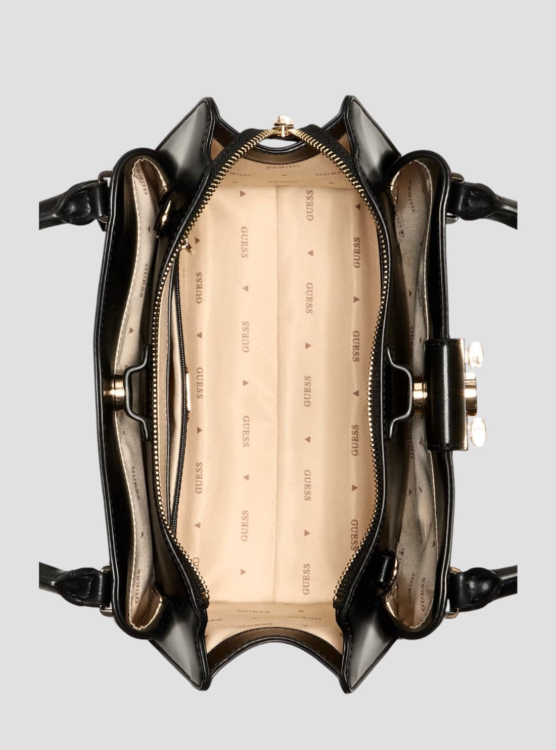 GUESS Womens Black Jane Small Satchel Bag VG989105 Inside View