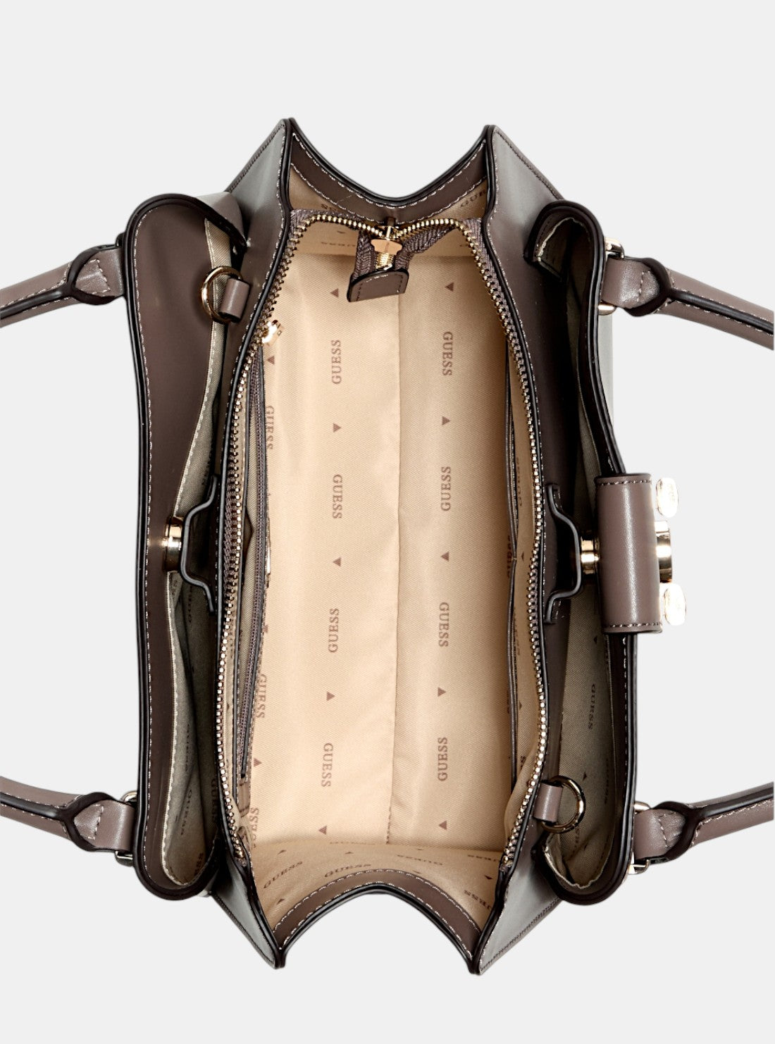 GUESS Womens Brown Jane Small Satchel Bag VG989105 Inside View