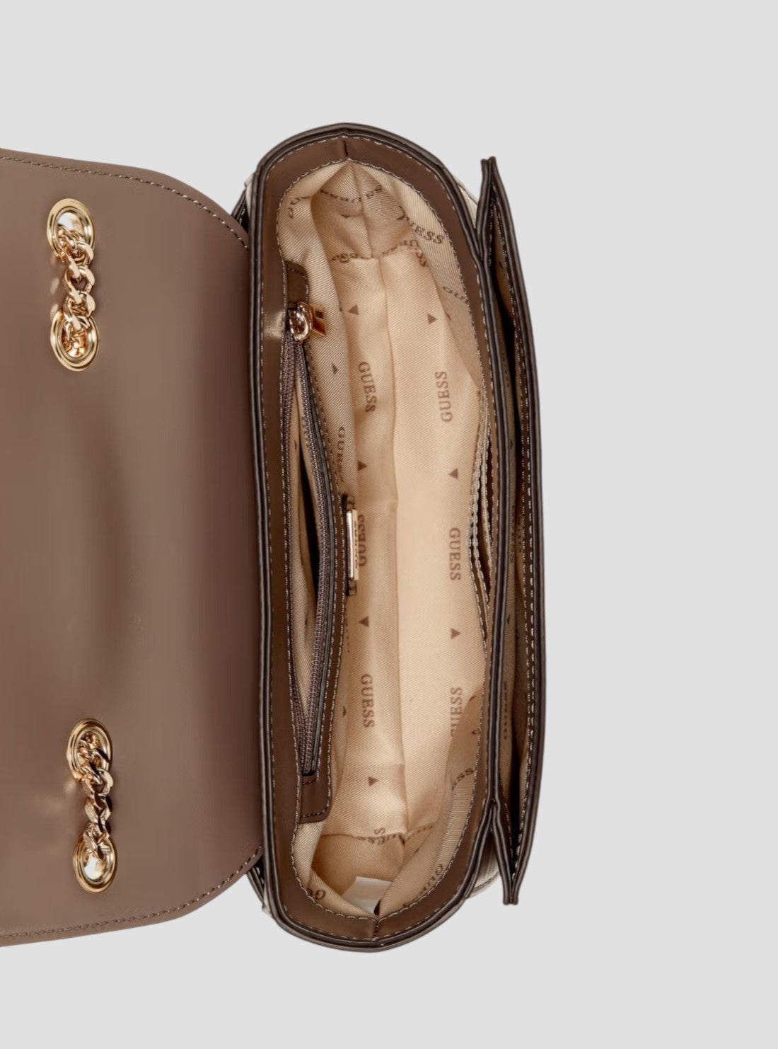 GUESS Womens Brown Jane Convertible Crossbody Flap Bag VG989121 Inside View