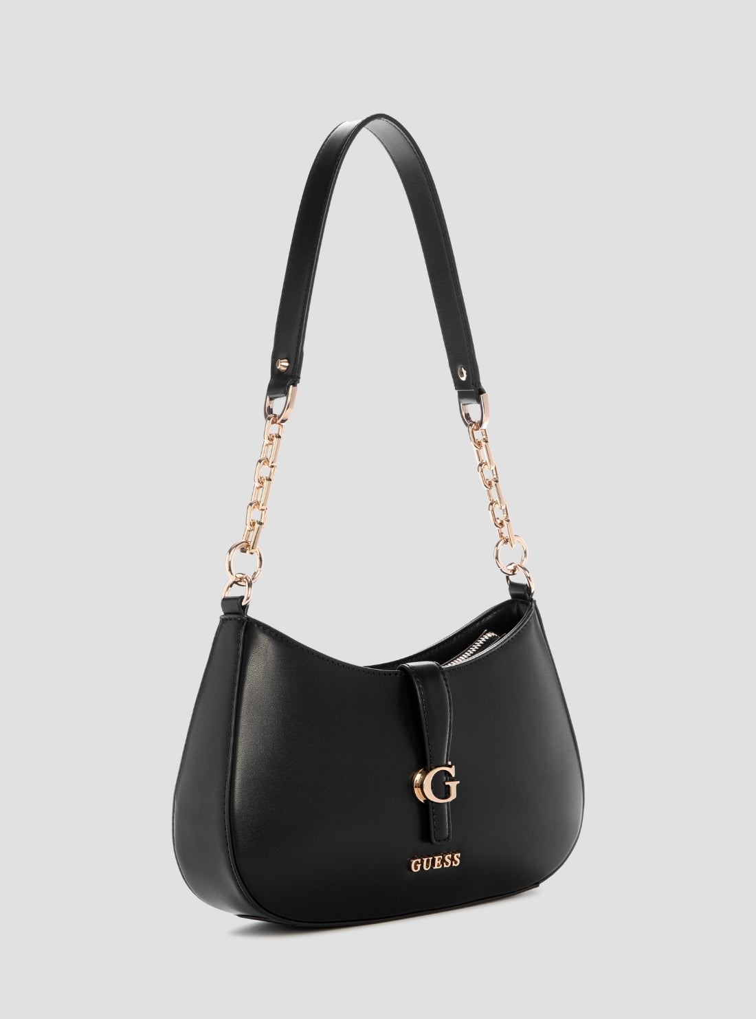 GUESS Womens Black Carrie Top Zip Shoulder Bag VG989618 Side View