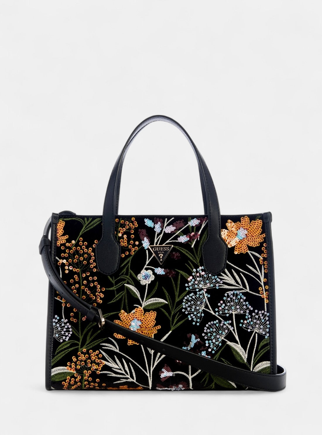 GUESS Womens Black Multi Zalina Double Compartment Tote Bag VT935022 Front View