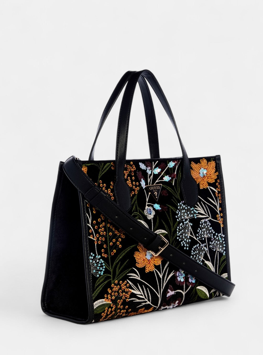 GUESS Womens Black Multi Zalina Double Compartment Tote Bag VT935022 Front Side View