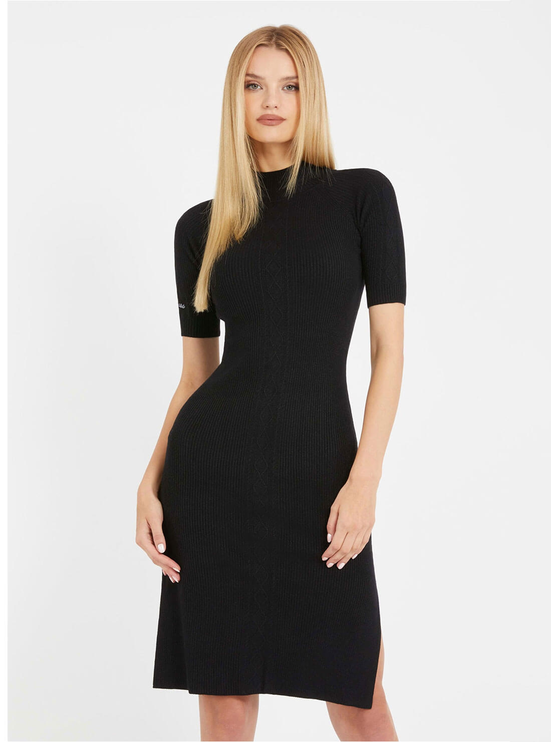 Black Arielle Knit Midi Dress | GUESS Women's Apparel | front view
