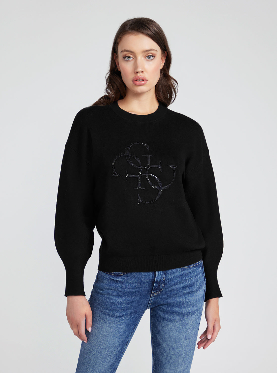 GUESS Long Sleeve Leonor Logo Sweater front view